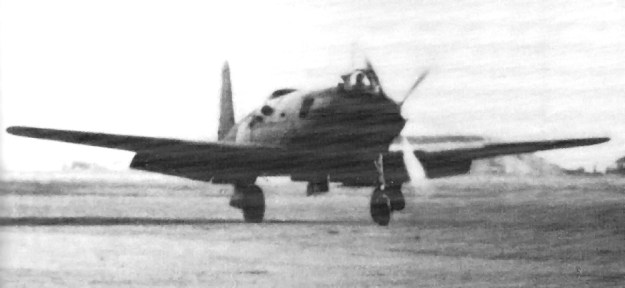 The R2Y1 Keiun undergoing taxi tests in May 1945.