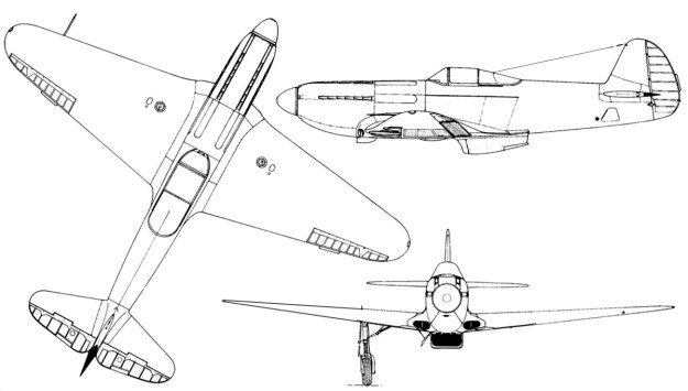 Yak-3 VK-108 3-view