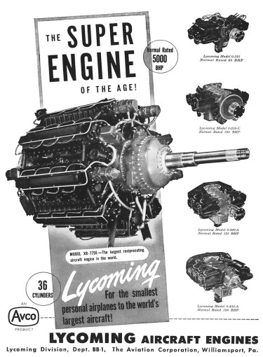 Lycoming XR-7755 ad Dec 1946